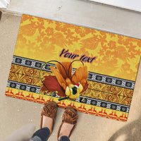 Personalised PNG Hamamas Krismas Rubber Doormat Papua New Guinea Bird Of Paradise Merry Christmas Gold Style LT9 - Polynesian Pride