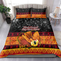 PNG Hamamas Krismas Bedding Set Papua New Guinea Bird Of Paradise Merry Christmas Black Style LT9 - Polynesian Pride