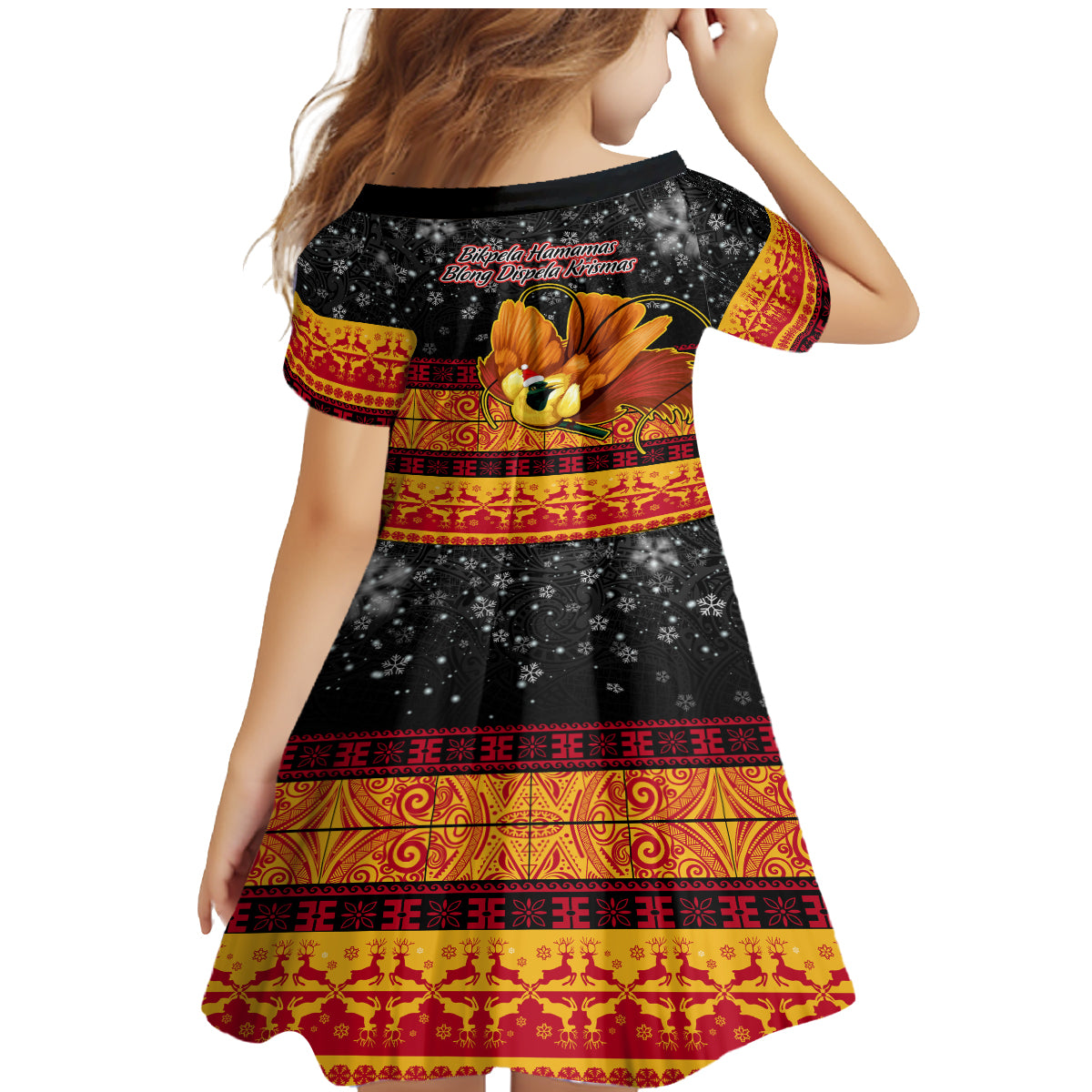 PNG Hamamas Krismas Family Matching Mermaid Dress and Hawaiian Shirt Papua New Guinea Bird Of Paradise Merry Christmas Black Style LT9 - Polynesian Pride