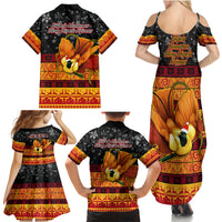 PNG Hamamas Krismas Family Matching Summer Maxi Dress and Hawaiian Shirt Papua New Guinea Bird Of Paradise Merry Christmas Black Style LT9 - Polynesian Pride