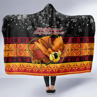 PNG Hamamas Krismas Hooded Blanket Papua New Guinea Bird Of Paradise Merry Christmas Black Style LT9 - Polynesian Pride