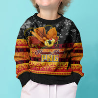 PNG Hamamas Krismas Kid Ugly Christmas Sweater Papua New Guinea Bird Of Paradise Merry Christmas Black Style LT9 - Polynesian Pride
