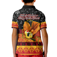 PNG Hamamas Krismas Kid Polo Shirt Papua New Guinea Bird Of Paradise Merry Christmas Black Style LT9 - Polynesian Pride