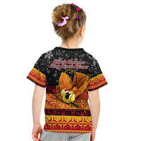 PNG Hamamas Krismas Kid T Shirt Papua New Guinea Bird Of Paradise Merry Christmas Black Style LT9 - Polynesian Pride