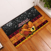 PNG Hamamas Krismas Rubber Doormat Papua New Guinea Bird Of Paradise Merry Christmas Black Style LT9 Black - Polynesian Pride