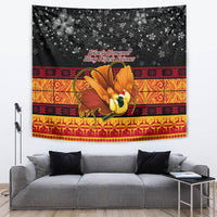 PNG Hamamas Krismas Tapestry Papua New Guinea Bird Of Paradise Merry Christmas Black Style LT9 - Polynesian Pride