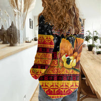 PNG Hamamas Krismas Women Casual Shirt Papua New Guinea Bird Of Paradise Merry Christmas Black Style LT9 - Polynesian Pride