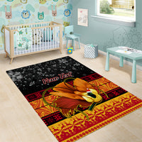 Personalised PNG Hamamas Krismas Area Rug Papua New Guinea Bird Of Paradise Merry Christmas Black Style LT9 - Polynesian Pride