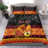 Personalised PNG Hamamas Krismas Bedding Set Papua New Guinea Bird Of Paradise Merry Christmas Black Style LT9 - Polynesian Pride