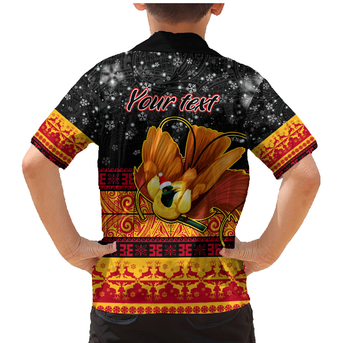 Personalised PNG Hamamas Krismas Family Matching Mermaid Dress and Hawaiian Shirt Papua New Guinea Bird Of Paradise Merry Christmas Black Style LT9 - Polynesian Pride