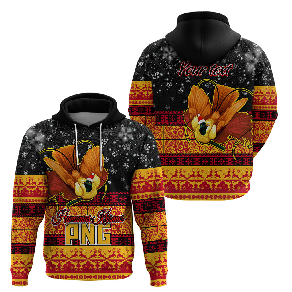 Personalised PNG Hamamas Krismas Hoodie Papua New Guinea Bird Of Paradise Merry Christmas Black Style LT9 - Polynesian Pride