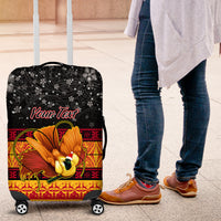 Personalised PNG Hamamas Krismas Luggage Cover Papua New Guinea Bird Of Paradise Merry Christmas Black Style LT9 Black - Polynesian Pride