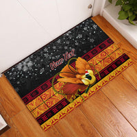Personalised PNG Hamamas Krismas Rubber Doormat Papua New Guinea Bird Of Paradise Merry Christmas Black Style LT9 Black - Polynesian Pride