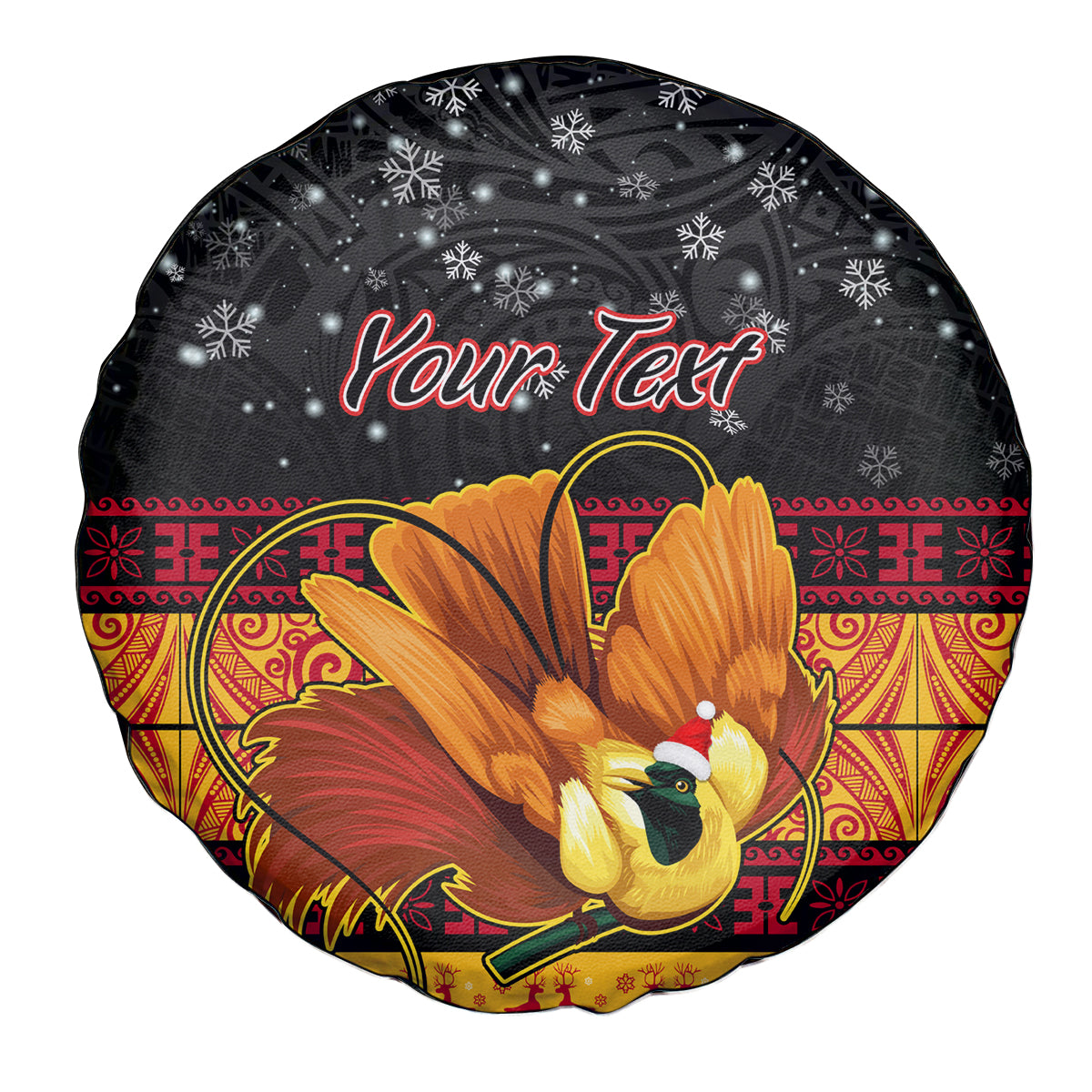 Personalised PNG Hamamas Krismas Spare Tire Cover Papua New Guinea Bird Of Paradise Merry Christmas Black Style LT9 - Polynesian Pride