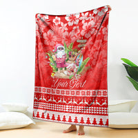 Personalised Hawaii Mele Kalikimaka Blanket Santa Beach Merry Christmas LT9 Red - Polynesian Pride