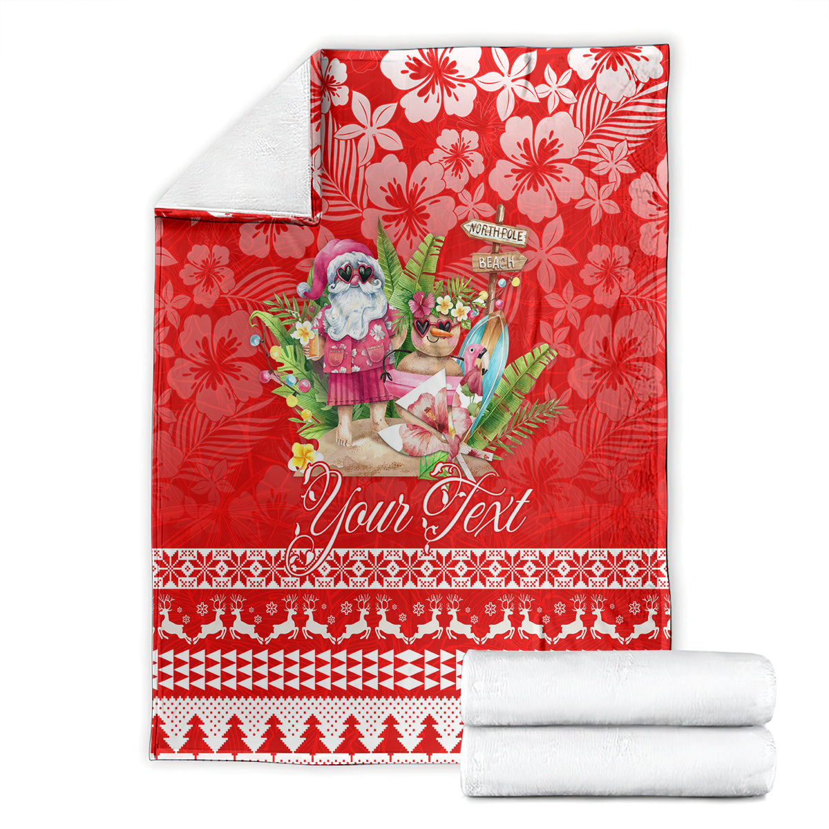 Personalised Hawaii Mele Kalikimaka Blanket Santa Beach Merry Christmas LT9 - Polynesian Pride