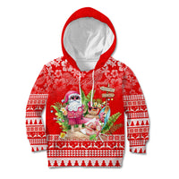 Personalised Hawaii Mele Kalikimaka Kid Hoodie Santa Beach Merry Christmas LT9 Hoodie Red - Polynesian Pride