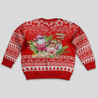 Personalised Hawaii Mele Kalikimaka Kid Ugly Christmas Sweater Santa Beach Merry Christmas LT9 - Polynesian Pride