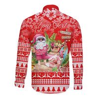 Personalised Hawaii Mele Kalikimaka Long Sleeve Button Shirt Santa Beach Merry Christmas LT9 - Polynesian Pride