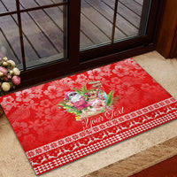 Personalised Hawaii Mele Kalikimaka Rubber Doormat Santa Beach Merry Christmas LT9 - Polynesian Pride
