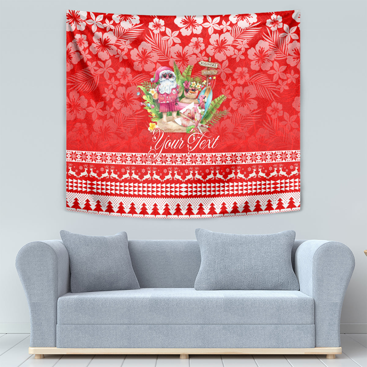 Personalised Hawaii Mele Kalikimaka Tapestry Santa Beach Merry Christmas LT9 - Polynesian Pride