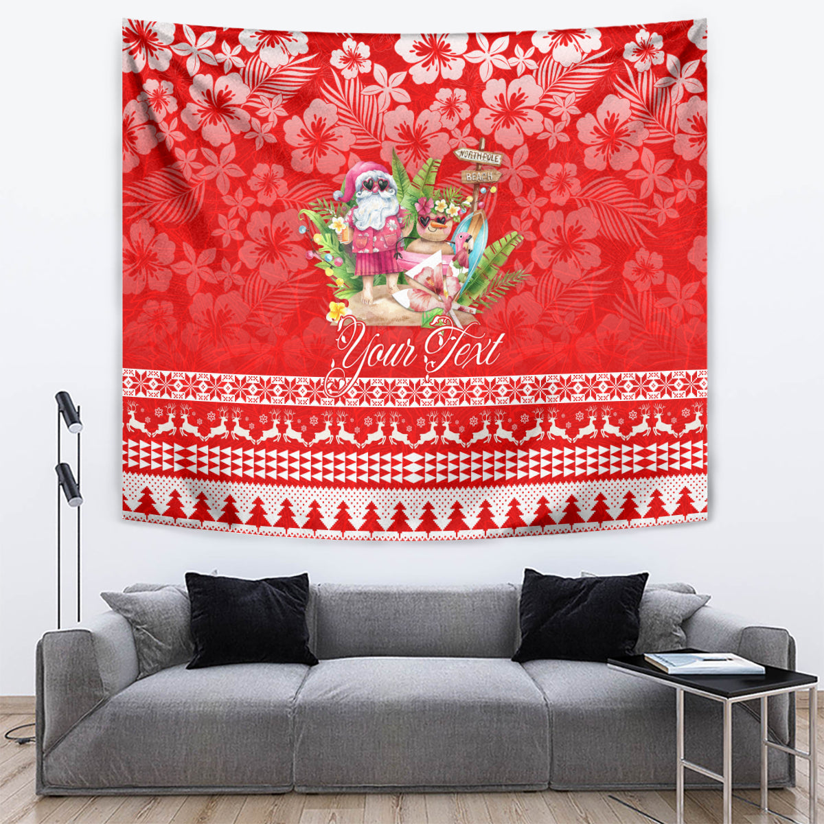 Personalised Hawaii Mele Kalikimaka Tapestry Santa Beach Merry Christmas LT9 - Polynesian Pride