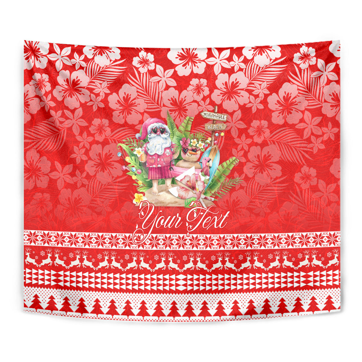 Personalised Hawaii Mele Kalikimaka Tapestry Santa Beach Merry Christmas LT9 - Polynesian Pride