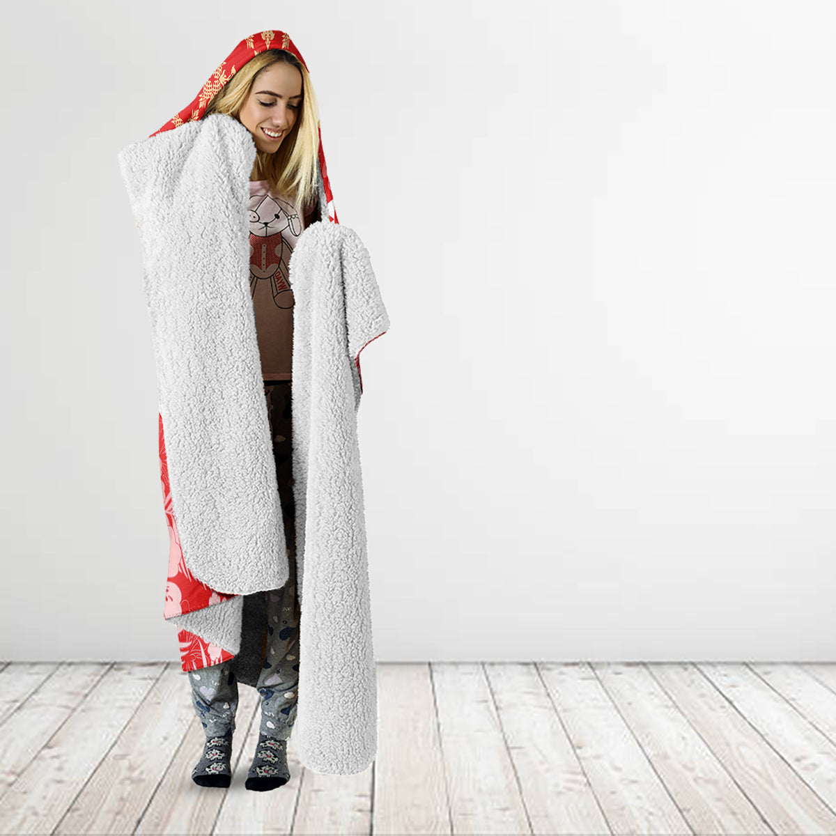 Hawaii Mele Kalikimaka Hooded Blanket Santa Claus and Hula Dancing Merry Christmas LT9 - Polynesian Pride