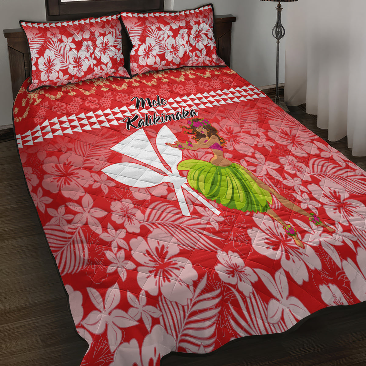 Hawaii Mele Kalikimaka Quilt Bed Set Santa Claus and Hula Dancing Merry Christmas LT9 - Polynesian Pride