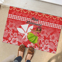 Hawaii Mele Kalikimaka Rubber Doormat Santa Claus and Hula Dancing Merry Christmas LT9 - Polynesian Pride