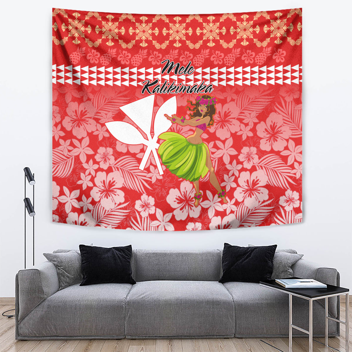 Hawaii Mele Kalikimaka Tapestry Santa Claus and Hula Dancing Merry Christmas LT9 - Polynesian Pride