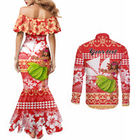 Personalised Hawaii Mele Kalikimaka Couples Matching Mermaid Dress and Long Sleeve Button Shirt Santa Claus and Hula Dancing Merry Christmas LT9 - Polynesian Pride