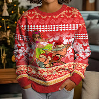 Personalised Hawaii Mele Kalikimaka Kid Ugly Christmas Sweater Santa Claus and Hula Dancing Merry Christmas LT9 - Polynesian Pride