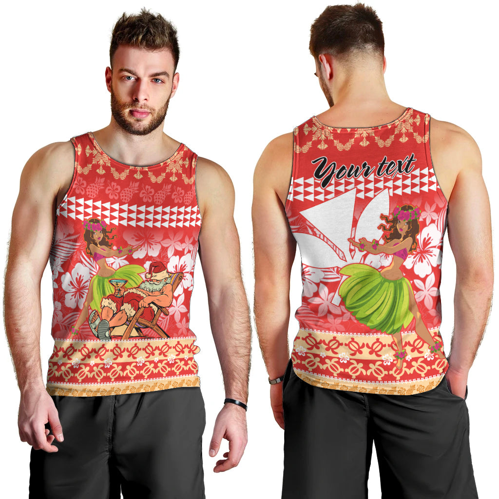 Personalised Hawaii Mele Kalikimaka Men Tank Top Santa Claus and Hula Dancing Merry Christmas LT9 - Polynesian Pride
