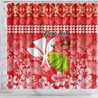 Personalised Hawaii Mele Kalikimaka Shower Curtain Santa Claus and Hula Dancing Merry Christmas LT9 - Polynesian Pride