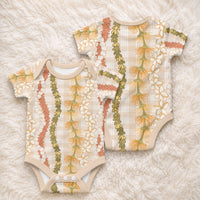 Hawaiian Ohia Lehua Lei Baby Onesie Plaid Palaka Ahiehie Pattern