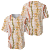 Hawaiian Ohia Lehua Lei Baseball Jersey Plaid Palaka Ahiehie Pattern - Polynesian Pride