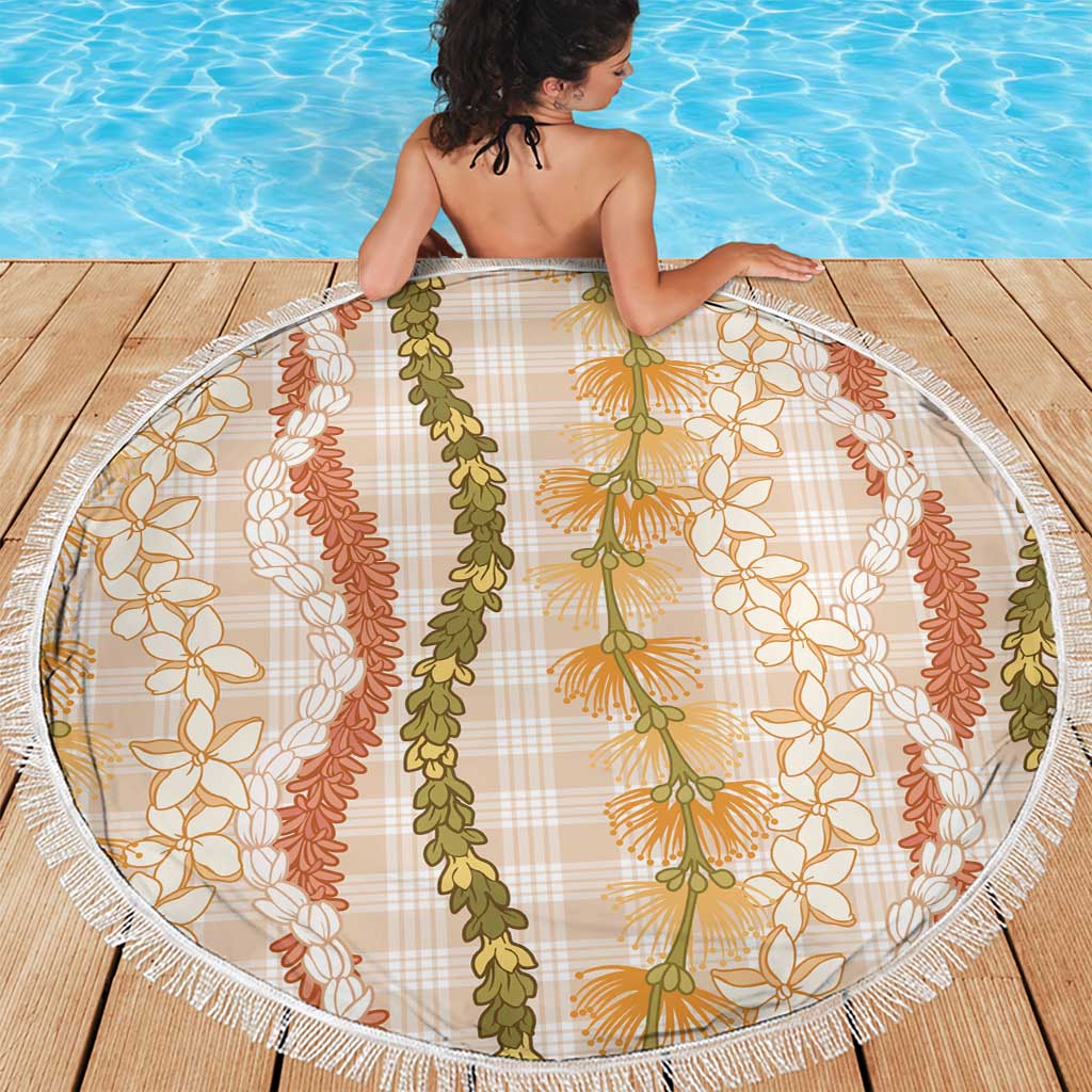Hawaiian Ohia Lehua Lei Beach Blanket Plaid Palaka Ahiehie Pattern - Polynesian Pride