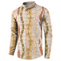 Hawaiian Ohia Lehua Lei Button Sweatshirt Plaid Palaka Ahiehie Pattern - Polynesian Pride