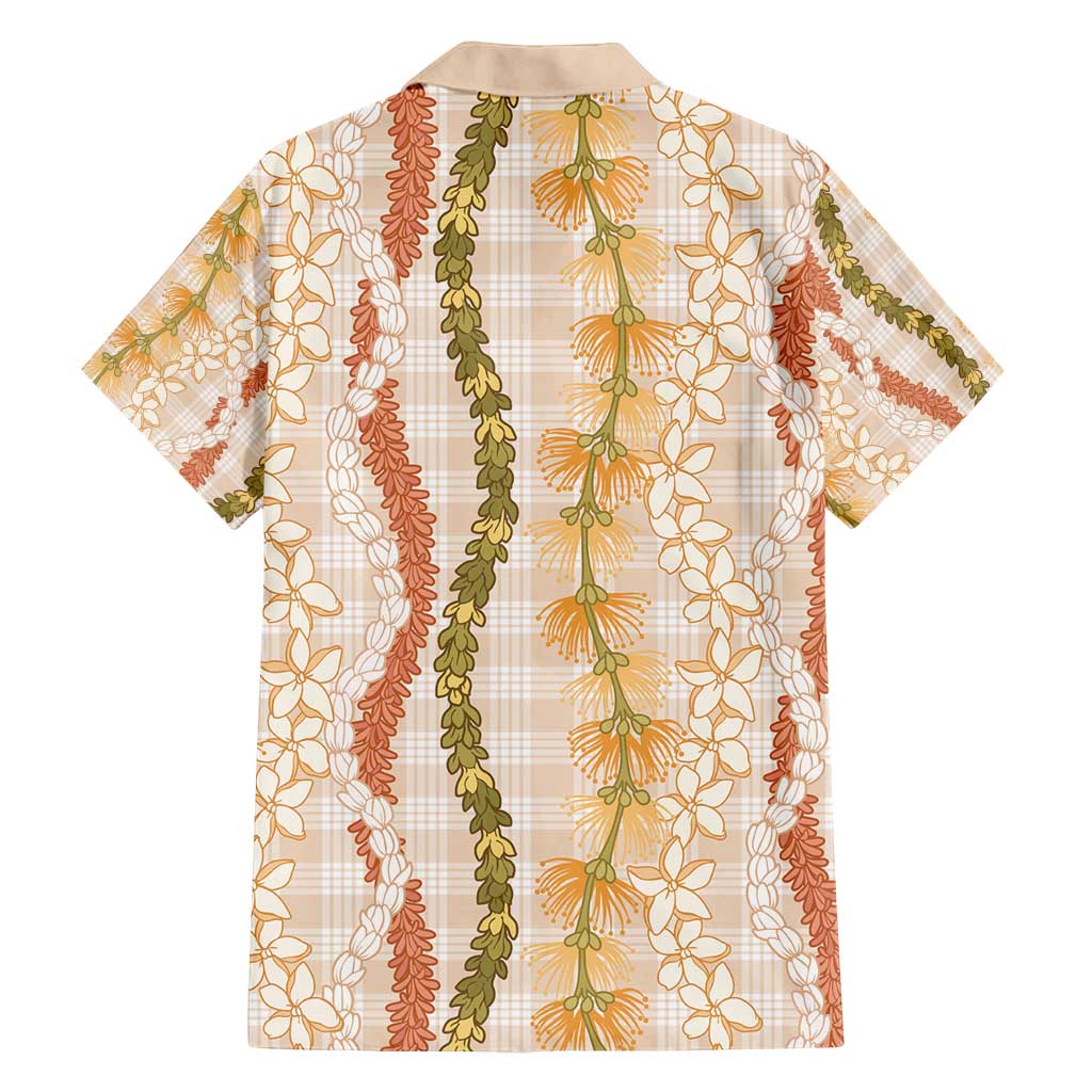 Hawaiian Ohia Lehua Lei Family Matching Off Shoulder Maxi Dress and Hawaiian Shirt Plaid Palaka Ahiehie Pattern - Polynesian Pride