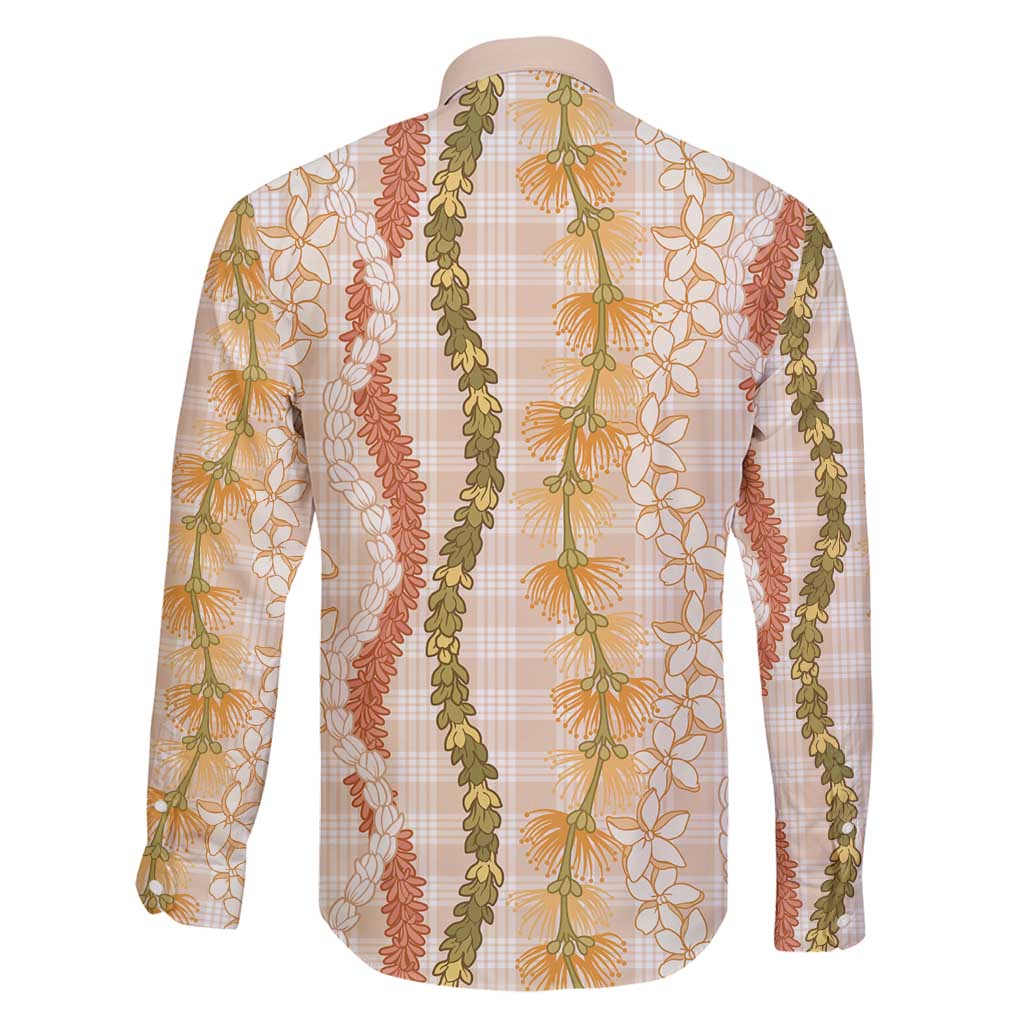 Hawaiian Ohia Lehua Lei Family Matching Off Shoulder Short Dress and Hawaiian Shirt Plaid Palaka Ahiehie Pattern - Polynesian Pride