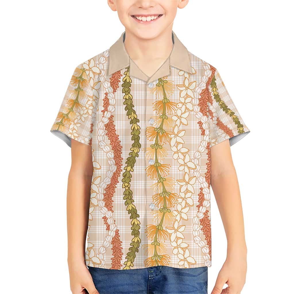 Hawaiian Ohia Lehua Lei Family Matching Short Sleeve Bodycon Dress and Hawaiian Shirt Plaid Palaka Ahiehie Pattern - Polynesian Pride