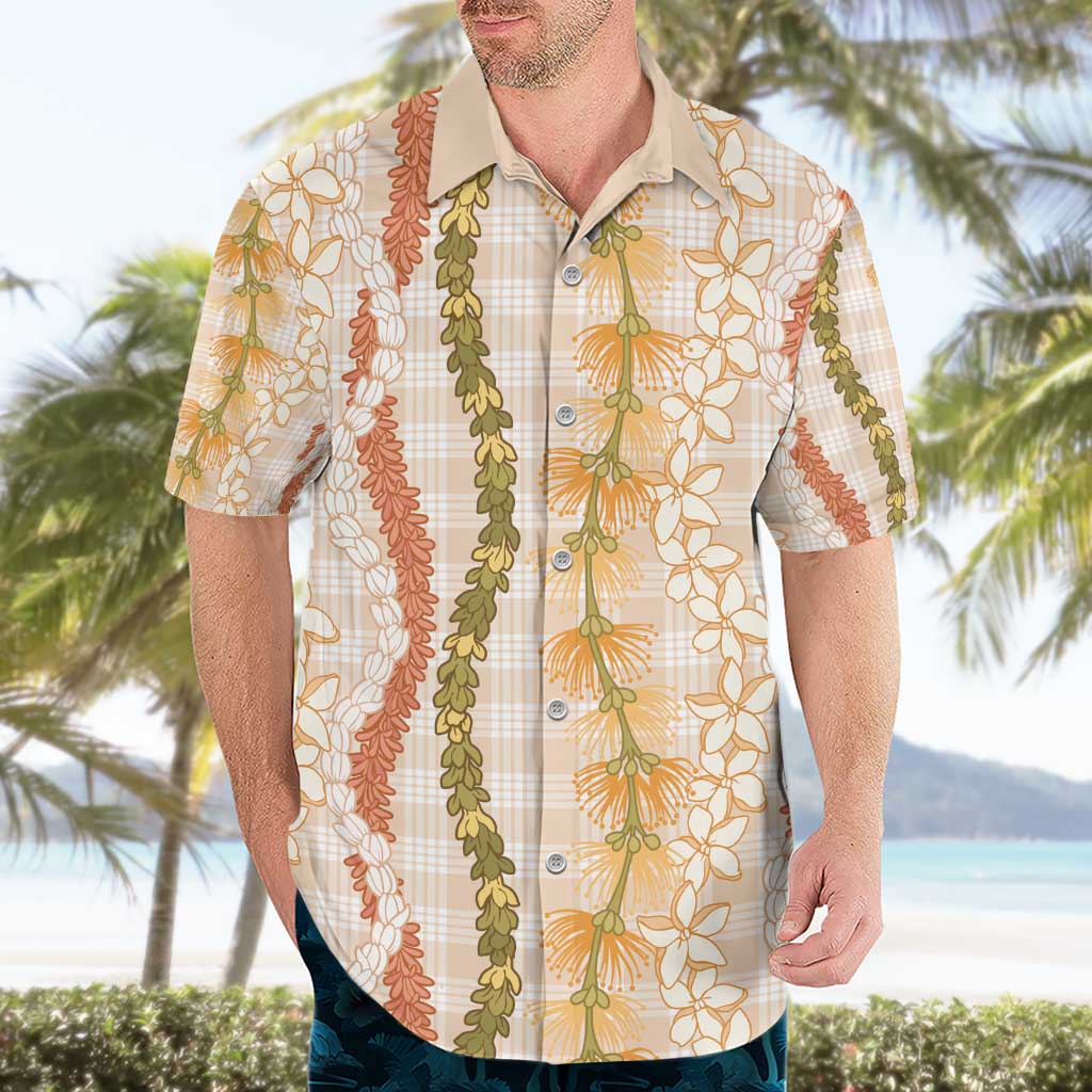 Hawaiian Ohia Lehua Lei Hawaiian Shirt Plaid Palaka Ahiehie Pattern - Polynesian Pride