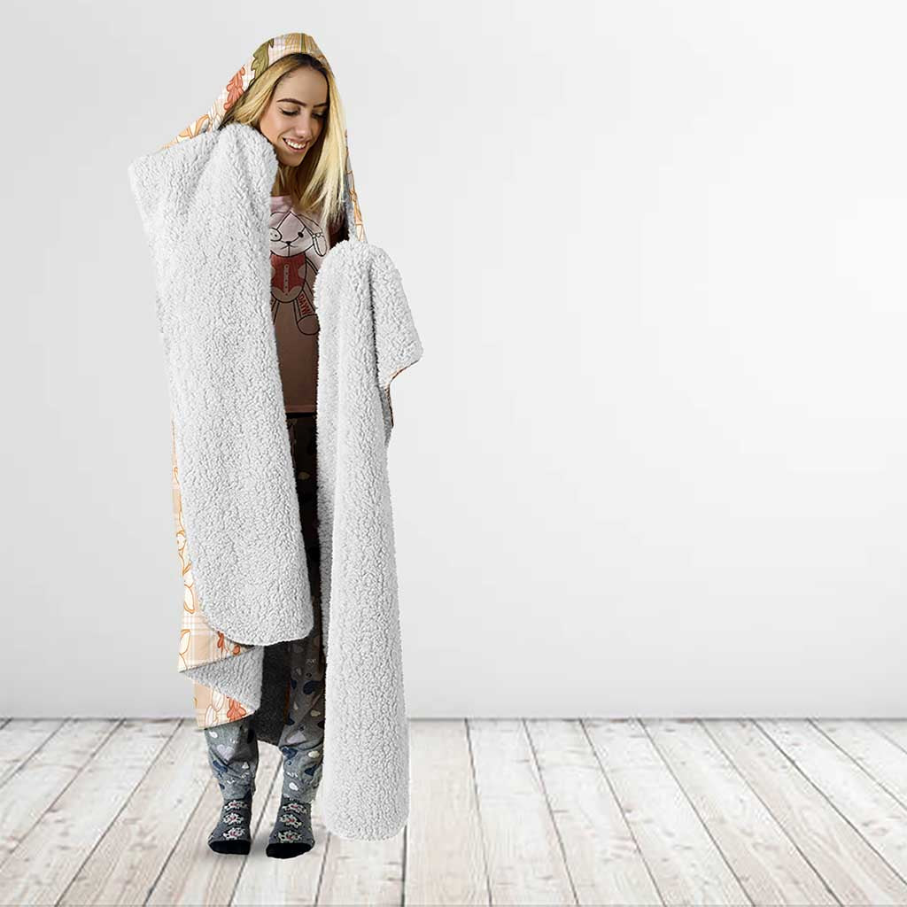 Hawaiian Ohia Lehua Lei Hooded Blanket Plaid Palaka Ahiehie Pattern - Polynesian Pride