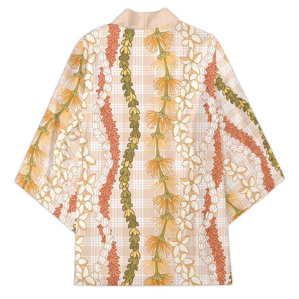 Hawaiian Ohia Lehua Lei Kimono Plaid Palaka Ahiehie Pattern - Polynesian Pride