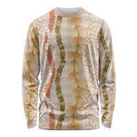 Hawaiian Ohia Lehua Lei Long Sleeve Shirt Plaid Palaka Ahiehie Pattern - Polynesian Pride