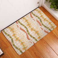 Hawaiian Ohia Lehua Lei Rubber Doormat Plaid Palaka Ahiehie Pattern - Polynesian Pride