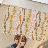 Hawaiian Ohia Lehua Lei Rubber Doormat Plaid Palaka Ahiehie Pattern - Polynesian Pride