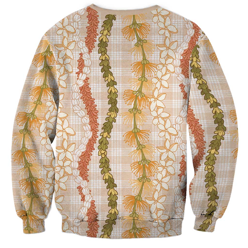 Hawaiian Ohia Lehua Lei Sweatshirt Plaid Palaka Ahiehie Pattern - Polynesian Pride