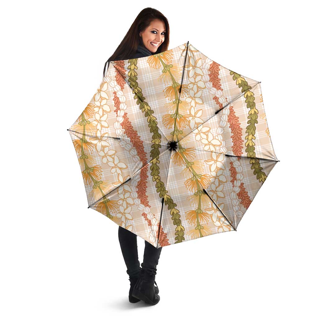 Hawaiian Ohia Lehua Lei Umbrella Plaid Palaka Ahiehie Pattern - Polynesian Pride